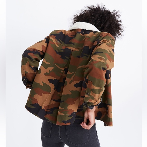 MADEWELL Northward Cropped Army Jacket in Cottontail Camo: Sherpa Edition - Picture 4 of 14